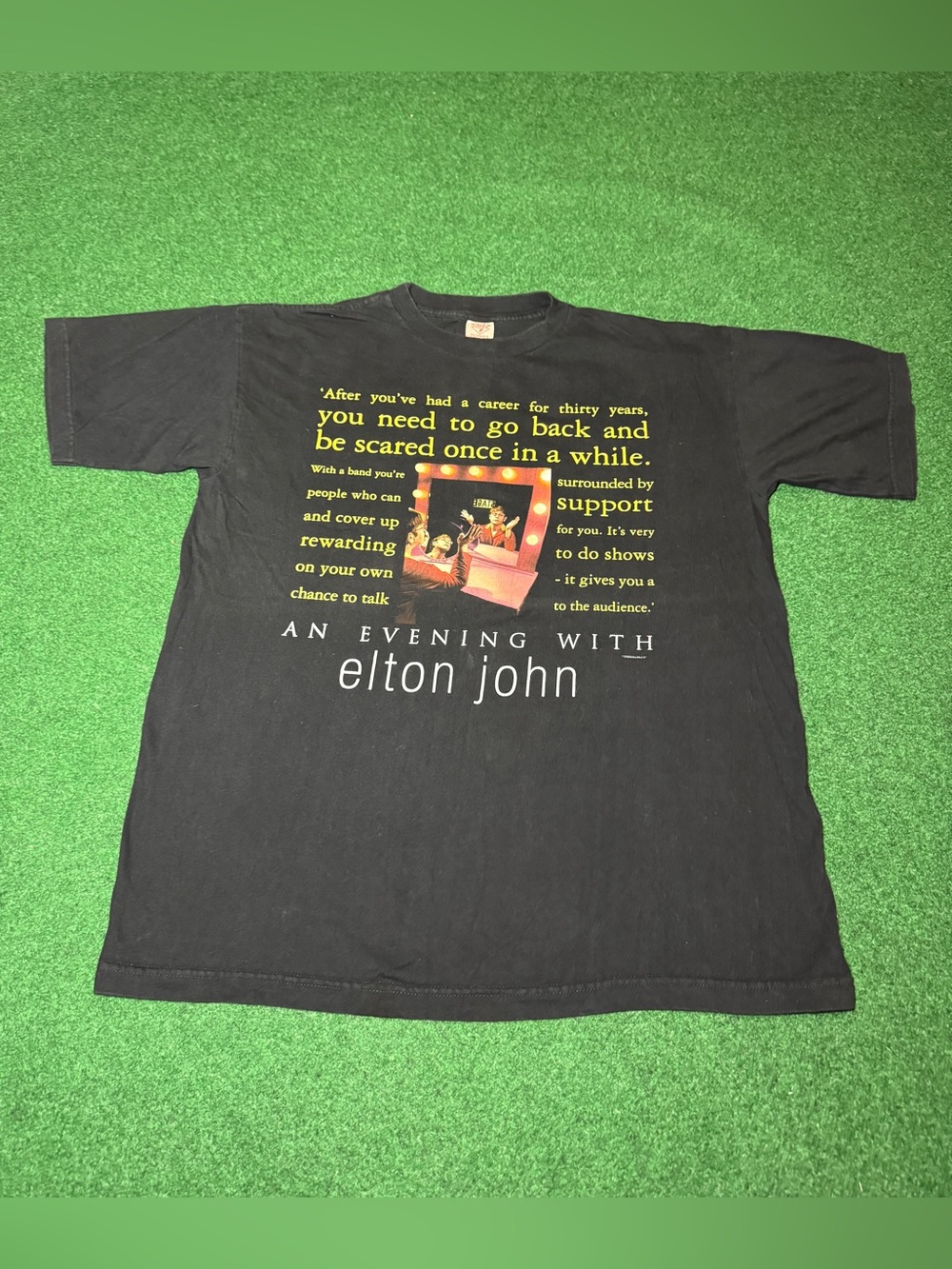 Elton John Vintage Concert T Shirt XL Black 90s Y2K Evening With Elton John